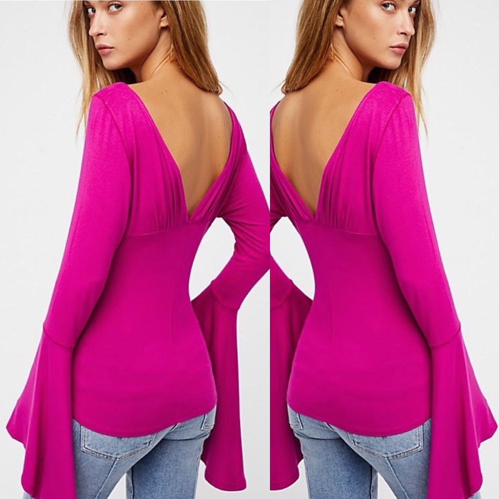 FREE PEOPLE “WHAT A BABE TOP” PINK Size S  - Picture 2 of 8